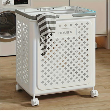 TRADE SHOP - Portabiancheria Con Ruote In Plastica Pieghevole Portatile Lavanderia Bagno -