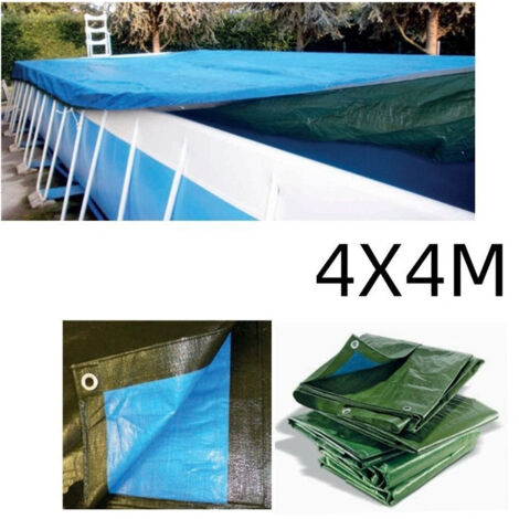 TrAdE Shop Traesio - Telone Rafia 100gr Copertura Per Piscina 4x4mt Impermeabile Resistente Occhielli 401785 -