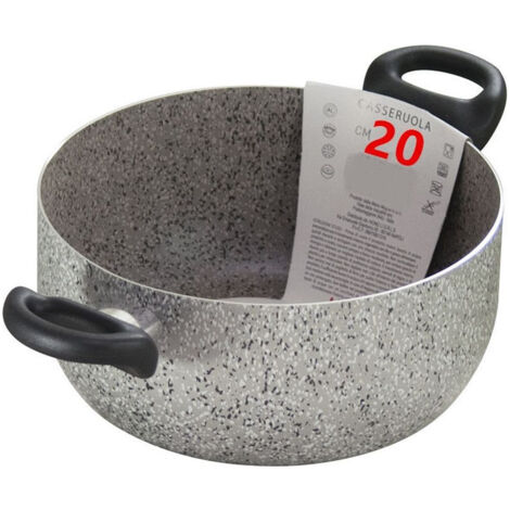 TrAdE Shop Traesio - Casseruola A Doppio Manico Nero Pentola Con Diametro Da 18-20-22-24 Cm Antiaderente Cucina -    -20 cm   -