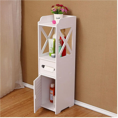 TrAdE Shop Traesio - Armadietto Portaoggetti Ripiani Porta Carta Igienica Organizer Da Bagno Per Piccoli Spazi -