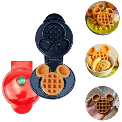 TrAdE Shop Traesio - Mini Piastra Macchina Per Waffle A Forma Di Topolino Antiaderente Bambini Facile Da Usare -