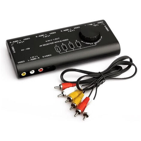 TRADE SHOP - Commutatore Di Segnale Audio-video Av 4 In 1 Q-au51 Per Lettore Dvd Videocamera -