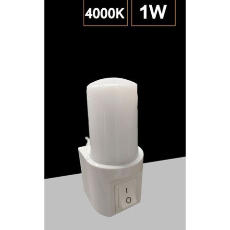 Evila Luce Notturna Angulo Dritto 1W 230V Con Interruttore - Piccola Lampada Da Presa