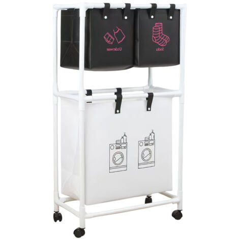 TrAdE Shop Traesio - Cesto Portabiancheria Sporca Multifunzione A 2 Strati Con Ruote Carrello Portatile Lavaggi 91680336