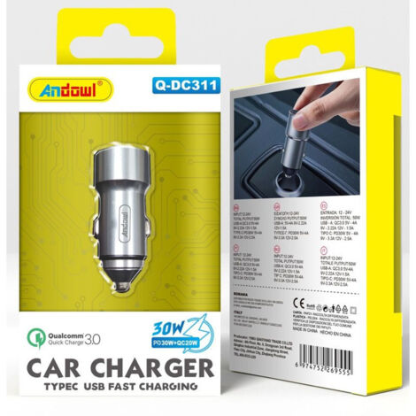 Caricabatterie Auto 120W Con 2 Cavi USB-C Retrattili – Display LED, Ricarica Rapida, Accendisigari