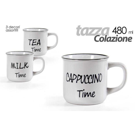 Kaela - Tazza Caffe' Colazione Cucina Decorata 3 Decori Assortiti 480ml 9,9x7,5cm 783999 - (1/3)