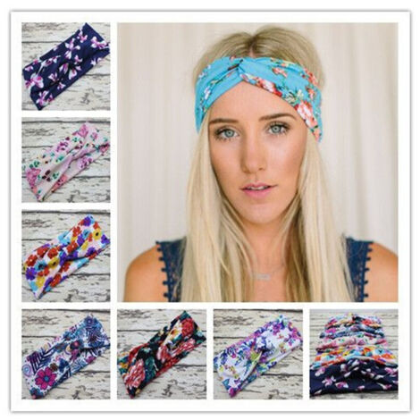 TRADE SHOP - Fascia Elastica Floreale Fiori Fiore Annodata Retro Ferma Capelli Accessori -