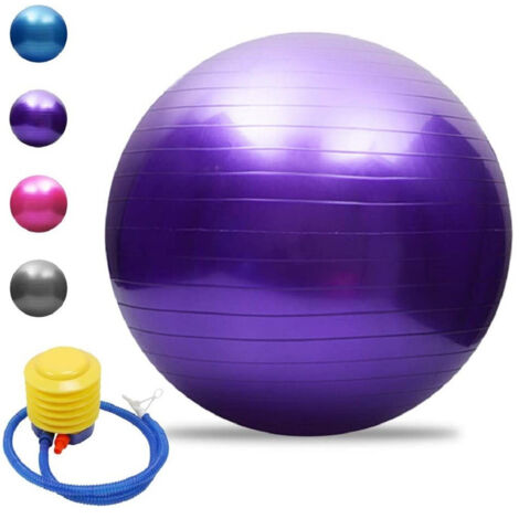 TRADE SHOP - Palla Da Fitness Yoga Ginnastica Con Pompa Per Pilates Esercizi Allenamento 85cm - Viola