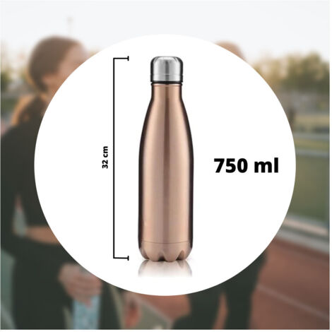 TrAdE Shop Traesio - Borraccia Sportiva 750 Ml Acciaio Inox Doppia Parete Per Sport Scuola Ufficio - (1/4)