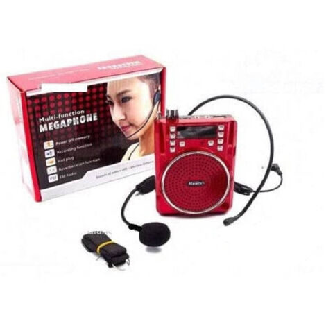 TRADE SHOP - Megafono K150 Multifunzione Con Megafono Usb Radio Cuffie Vivavoce Microfono -