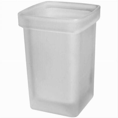 Cleafe - Bicchiere Ricambio Porta Scopino Wc Vetro Cubico Satinato Bagno Accessori 87266 -
