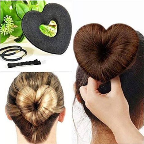 TrAdE Shop Traesio - Chignon A Forma Di Cuore Con 5 Forcine E 2 Codini Per Capelli Acconciatura Moda - (1/5)