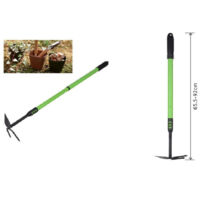 TRADE SHOP - Rastrello A Punta Con Bidente Manico Allungabile Attrezzo Giardino 65.5-92cm 90074 -