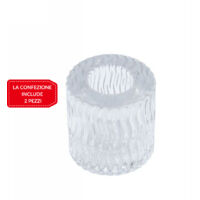 TRADE SHOP - 2 Porta Candela Lanterna Rotondo Bomboniera Matrimonio Decorazione Tea Light 5x5 - Trasparente