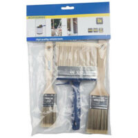 TRADE SHOP - Set 3 Pennelli Pittura Pittore Per Verniciare Con Manico Legno 30-35-50 Mm -