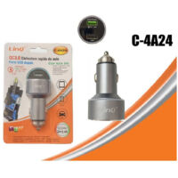 TRADE SHOP - Caricabatterie Alimentatore Caricatore Da Auto 2 Usb 2a+2.4a Con Luce Blu C-4a24 -