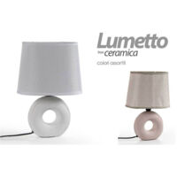 TRADE SHOP - Lampada Lumetto Abat Jour Ceramica Tavolo Comodino E14 60w Design 26x10cm 793820 -