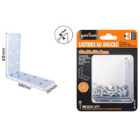 TRADE SHOP - Set 4 Pz Lastrine Lastrina Ad Angolo Angolare 60x60x30x2mm Con Viti Mobili 57122 -