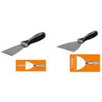 TRADE SHOP - Spatola In Acciaio 2pz Manico Antiscivolo Per Pittori Stuccatori 63 125 Mm -