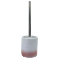 TRADE SHOP - Portascopino Per Arredo Bagno Wc Toilette Bianco Rosa Con Scopino Completo 59909 -
