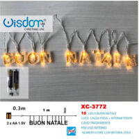 TRADE SHOP - Catena Luminosa Con Scritta Buon Natale 10 Led A Batteria Luce Calda Xc-3772 -