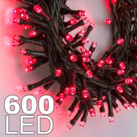 TRADE SHOP - Catena Luminosa 600 Luci Led Lucciole Colore Rosso Con Controller Uso Interno -