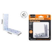 TRADE SHOP - Set 4 Pz Lastrine Lastrina Ad Angolo Angolare 75x75x30x2mm Con Viti Mobili 57124 -