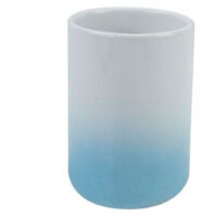 TRADE SHOP - Bicchiere Portaspazzolini Dentifricio Bianco Azzurro Arredo Bagno Accessori 59911 -