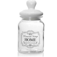TRADE SHOP - Barattolo Contenitore In Vetro Decoro Romantic Vintage Home 1000ml 11x2cm 759352 -