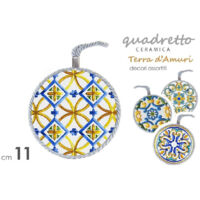TRADE SHOP - Quadro Quadretto Tondo In Ceramica Terra D'amuri Decori Assortiti 11 Cm 816529 -