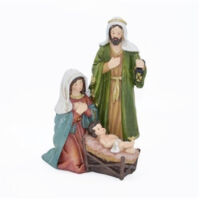 TRADE SHOP - Presepe Natività In Resina Scenario Sacra Famiglia Decorazioni Natalizie H24cm -