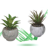 TRADE SHOP - Vaso Ceramica Con Piantina Artificiale Pianta Idea Regalo Bomboniera Eff. Marmo -