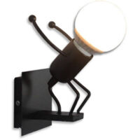 TRADE SHOP - Applique Da Parete Decorativo Forma Omino Che Salta In Metallo Attacco E27 Aq50 - Nero