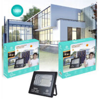 TRADE SHOP - Faro Faretto Led Pannello Solare Fotovoltaico 100w Con Crepuscolare Ip67 Led-9015 -