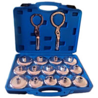 TRADE SHOP - Set Chiave A Tazza Per Filtro Olio 16 Pz Auto Universale Attrezzo Officina -