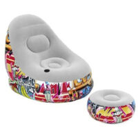 TrAdE Shop Traesio - Poltrona Gonfiabile Comfort Cruiser Graffiti Lounge Sgabello 121x100x86cm 75076 -