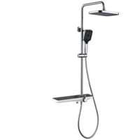 TRADE SHOP - Set Colonna Doccia Saliscendi Con Miscelatore Rubinetto Soffione E Doccetta Muro -
