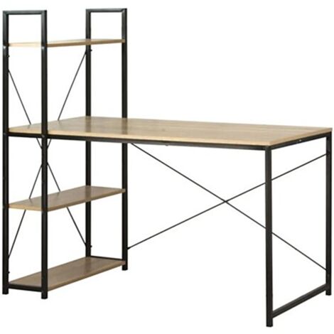 Scrivania Con Scaffale In Rovere Artigianale 122x67x145 Cm – VidaXL, Pratica E Moderna Per Ufficio