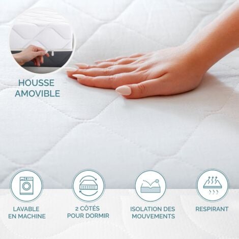 TANHK Matelas à mémoire haute densité 130x190, 20cm, Ferme, Hypoallergénique, Housse amovible,  Fabriquée en Italie