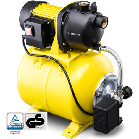 Trotec – Pompe de surpresseur 1000W – Réservoir 19 litres – Débit 3300L/h – Hauteur de refoulement 30m – Protection IPX4