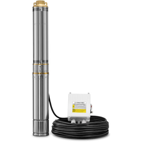Trotec – Pompe immergée TDP 5500 E 1100 W – Débit 6000 l/h – Longueur câble 23 m – Pression 5,8 bar – Compatible forages 110 mm (1/5)