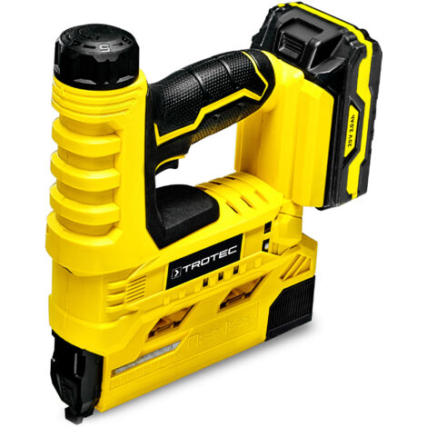 Trotec – Agrafeuse-cloueuse sans fil 20V – 30 coups/minute – 6 niveaux de puissance – Pour bois, cuir et carton – Chargeur rapide inclus - 10-20V