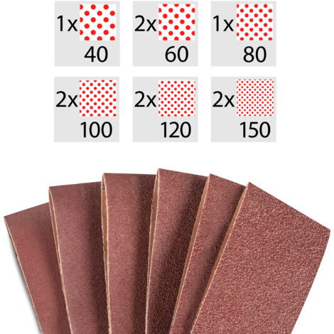 Trotec – Bande abrasive de ponceuse 533 x 76 mm – Set de 10 bandes – Grains 40/60/80/100/120/150 – Pour ponçage bois dur et meubles