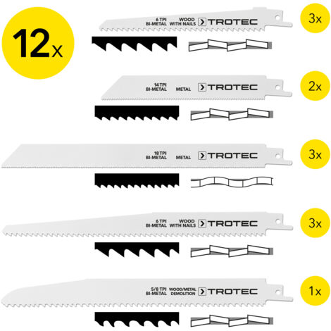 Trotec Set de lames bois/métal pour scie sabre (12 pces) (1/5)