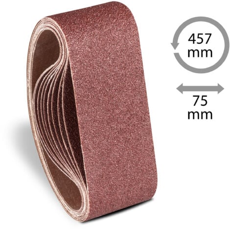 Set de papier abrasif à bande 10 pièces 457 x 75 mm TROTEC - 40 60 80 100 120 150