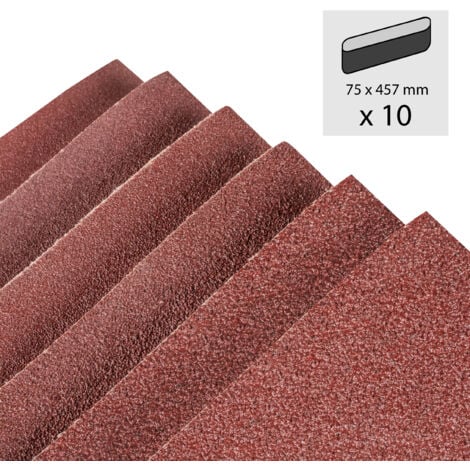 Set de papier abrasif à bande 10 pièces 457 x 75 mm TROTEC - 40 60 80 100 120 150