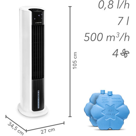 Trotec – Rafraîchisseur d'air 3 en 1 PAE 30 – Ventilateur colonne avec fonction humidification – Débit d'air 500 m³/h – Bac 7L pour 8h d'autonomie