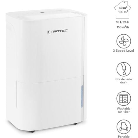 Déshumidificateur TROTEC TTK 54 E - 40m2 - 18l/j anti-débordement - avec hygrostat
