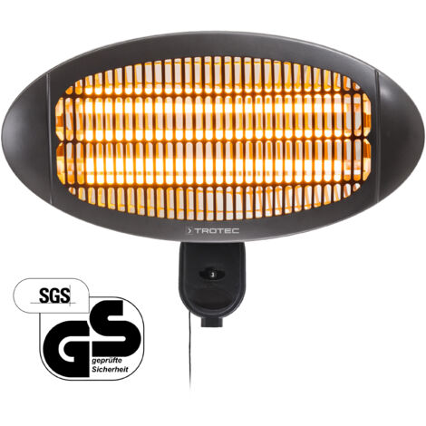 Trotec – Chauffage radiant infrarouge électrique 2000W – Surface jusqu'à 14m² – 3 niveaux de puissance – Installation murale facile