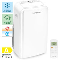 Trotec – Climatiseur mobile réversible 12.000 Btu/h – 4 en 1 : climatisation, chauffage, déshumidification, ventilation – Silencieux, pour 46 m²
